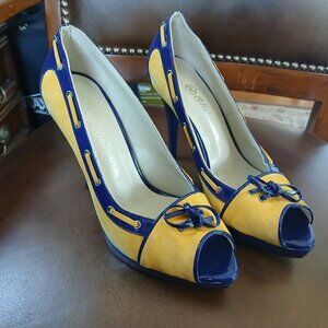 Patent and suede leather heels will turn heads!